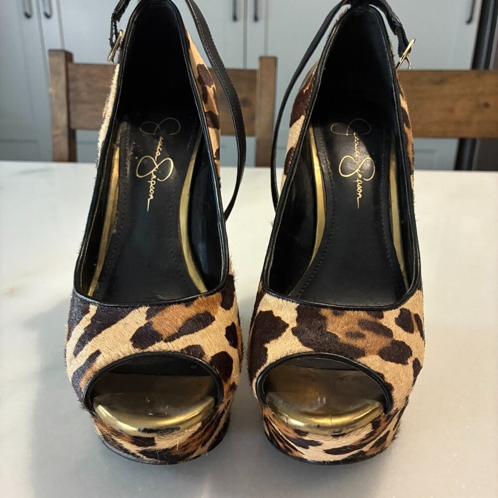 Jessica Simpson Leopard Print Wedge Heels